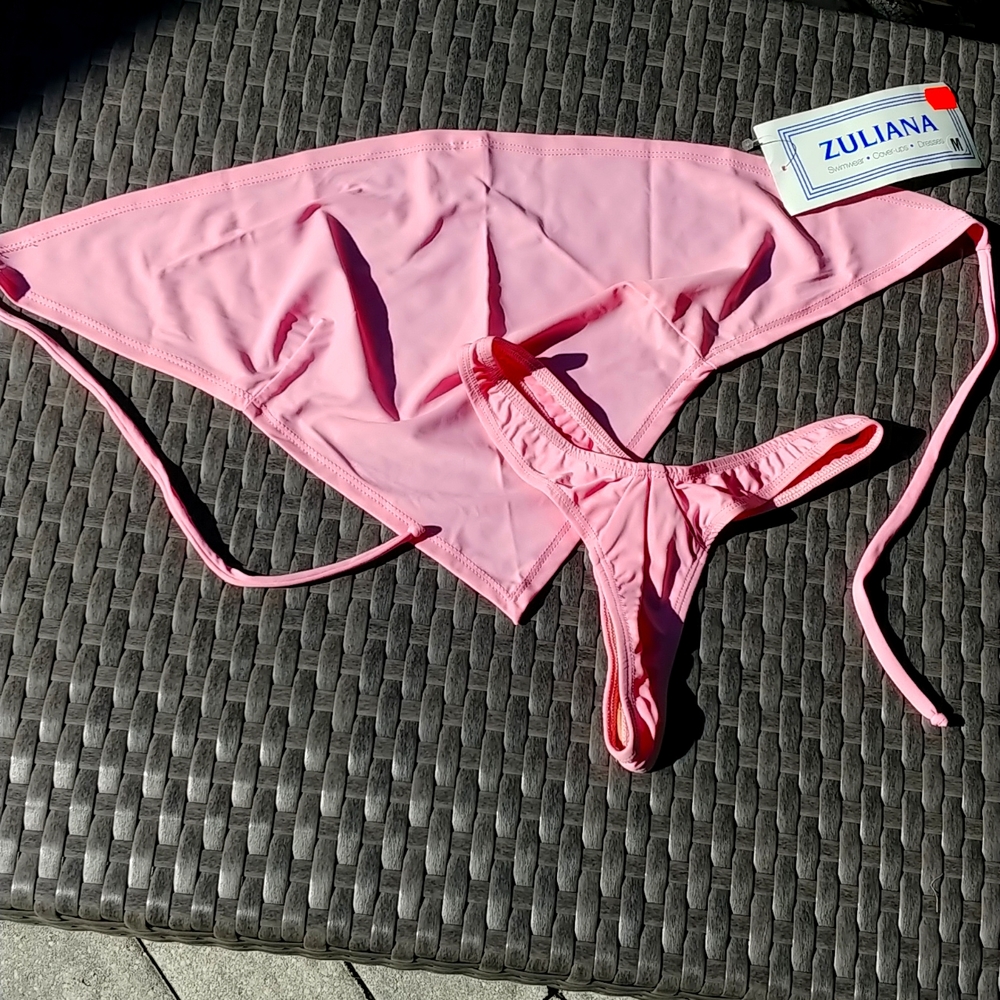 Pink bandana style thong bikini